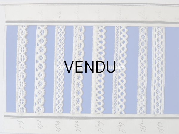 画像5: 1875年 アンティーク 手編みのレースのサンプル サンプラー 6枚綴り (5)