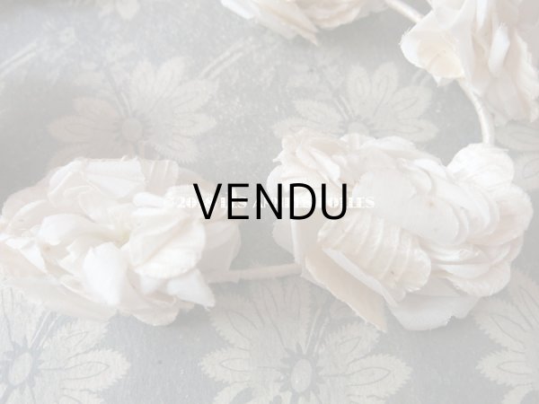 画像7: 19世紀末 アンティーク 硝子の蓋の紙箱入り コミュニオンのヘッドリース & オモニエール & ロザリオ (7)