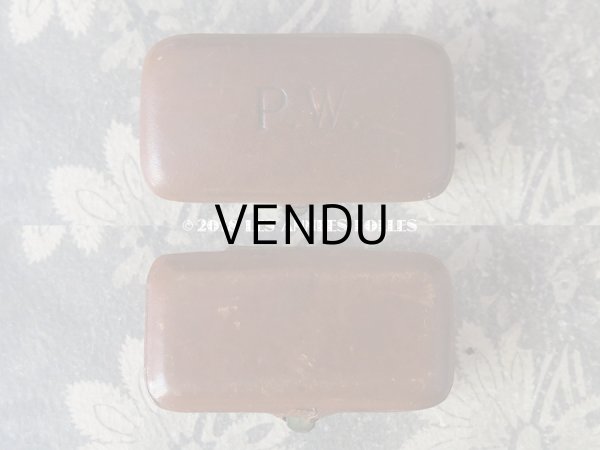 画像3: アンティーク 本革 ジュエリーボックス モノグラム　【P.W.】  (3)