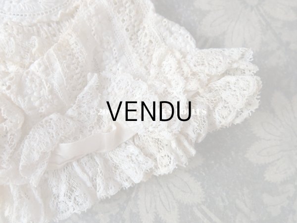 画像7: アンティーク ドール用 淡いピンクの薔薇のモチーフとレースのボネ (7)