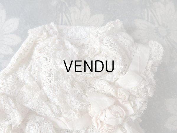 画像4: アンティーク ドール用 淡いピンクの薔薇のモチーフとレースのボネ (4)