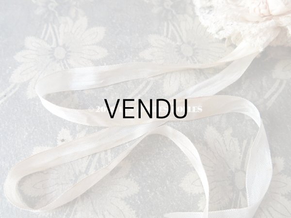 画像12: アンティーク ドール用 淡いピンクの薔薇のモチーフとレースのボネ (12)