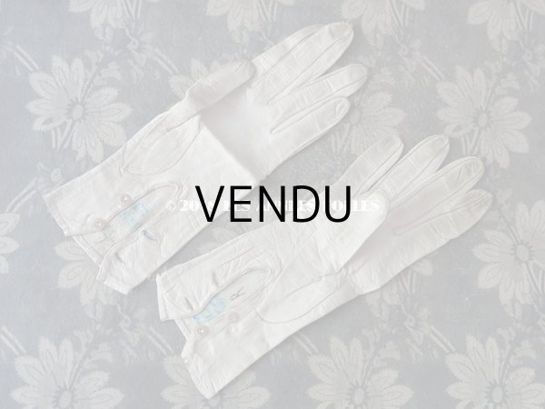 画像8: アンティーク モノグラム刺繍入り  オモニエール ＆ 白レザーグローブのセット (8)