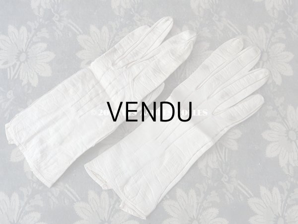 画像7: アンティーク モノグラム刺繍入り  オモニエール ＆ 白レザーグローブのセット (7)