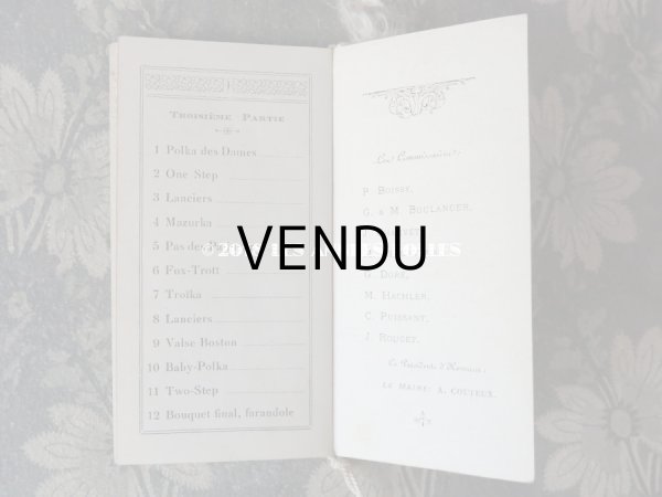 画像8: 1920年 アンティーク 舞踏会の手帳 薔薇とリボンのガーランド ペンシル付 CARNET DE BAL カルネ・ド・バル (8)