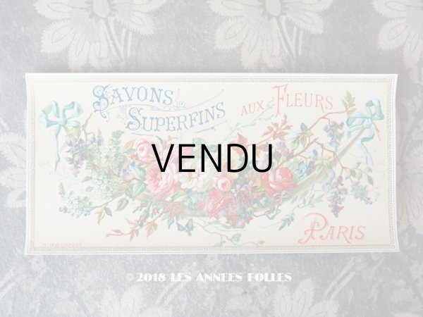 画像1: アンティーク ソープラベル 薔薇のガーランド SAVONS SUPERFINS AUX FLEURS (1)