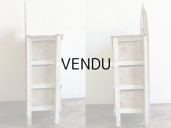 画像3: 1900年代 アンティーク カルトナージュチェスト  薔薇模様 ミラー付 (3)