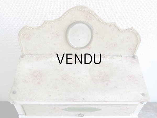 画像4: 1900年代 アンティーク カルトナージュチェスト  薔薇模様 ミラー付 (4)