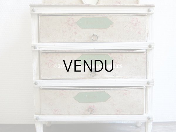 画像6: 1900年代 アンティーク カルトナージュチェスト  薔薇模様 ミラー付 (6)