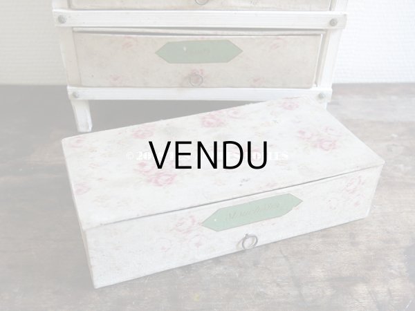 画像9: 1900年代 アンティーク カルトナージュチェスト  薔薇模様 ミラー付 (9)