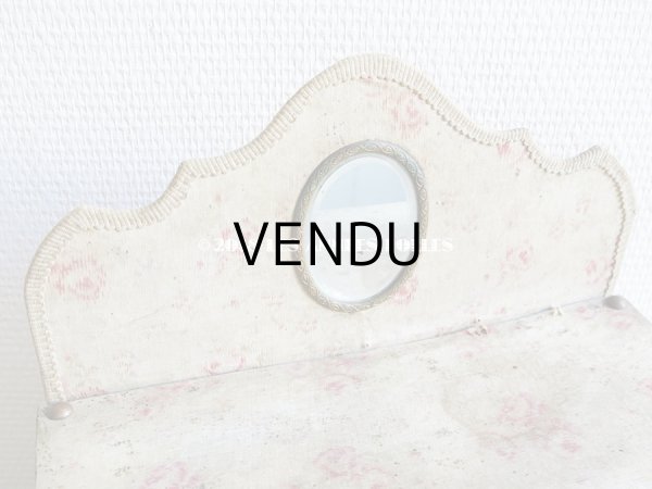 画像5: 1900年代 アンティーク カルトナージュチェスト  薔薇模様 ミラー付 (5)