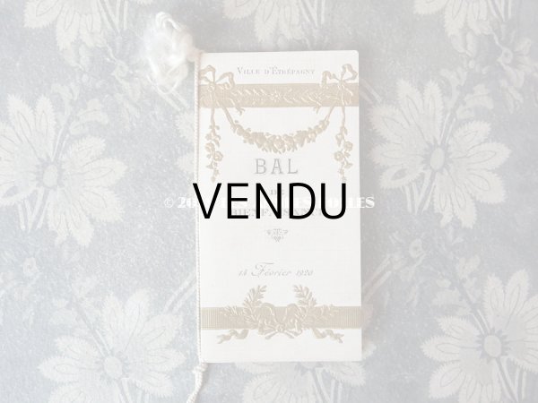 画像3: 1920年 アンティーク 舞踏会の手帳 薔薇とリボンのガーランド ペンシル付 CARNET DE BAL カルネ・ド・バル (3)