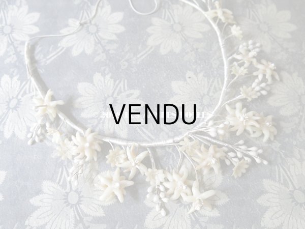 画像3: アンティーク エーデルワイス ワックスフラワーのヘッドリース  ティアラ (3)