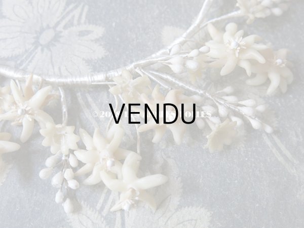 画像7: アンティーク エーデルワイス ワックスフラワーのヘッドリース  ティアラ (7)