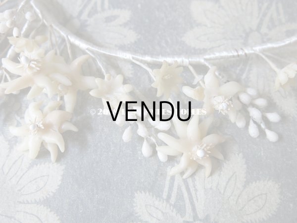 画像8: アンティーク エーデルワイス ワックスフラワーのヘッドリース  ティアラ (8)