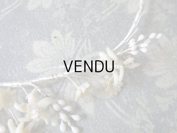 画像9: アンティーク エーデルワイス ワックスフラワーのヘッドリース  ティアラ (9)