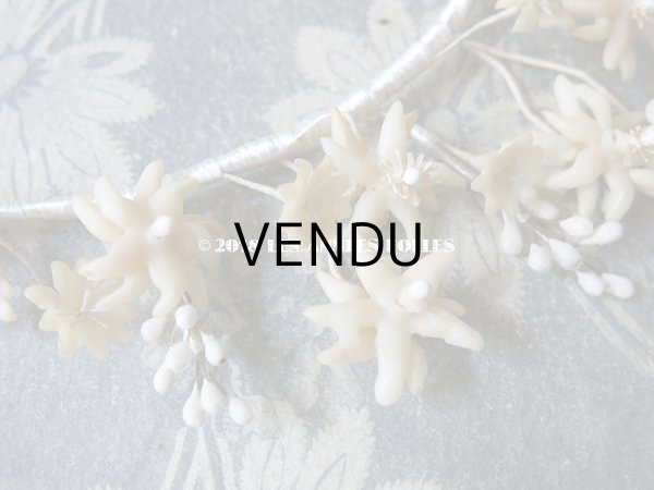 画像6: アンティーク エーデルワイス ワックスフラワーのヘッドリース  ティアラ (6)