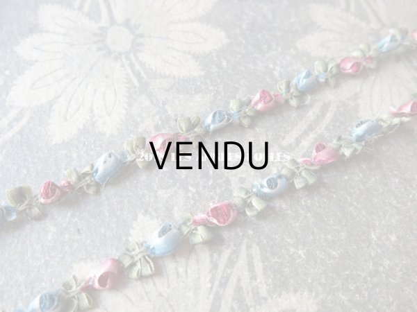 画像4: 19世紀末 アンティーク シルク製 ロココトリム 淡いピンク ロココリボン 43cm (4)