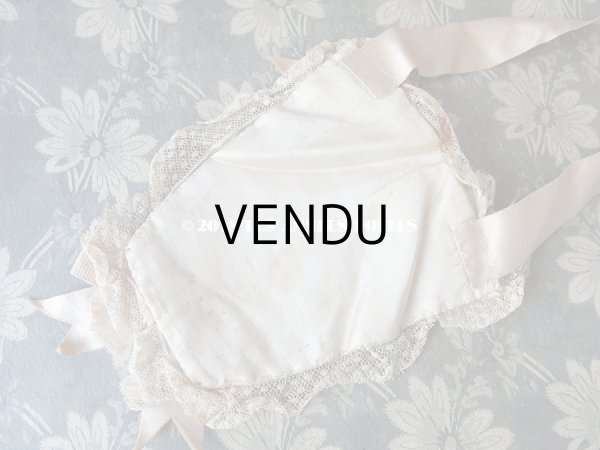 画像6: 1900年代 アンティーク コミュニオンのオモニエール ピンクベージュのリボン モノグラム【R】 (6)