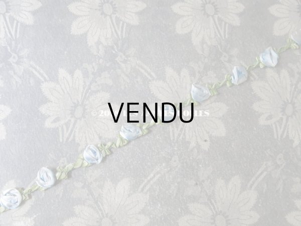 画像7: 未使用 アンティーク ロココトリム 淡いブルーの薔薇 ロココリボン  (7)