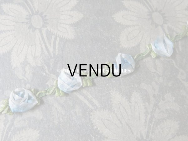 画像6: 未使用 アンティーク ロココトリム 淡いブルーの薔薇 ロココリボン  (6)