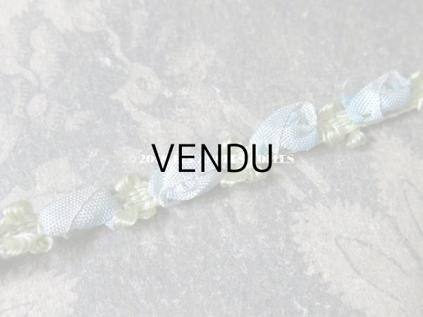 画像4: 未使用 アンティーク ロココトリム 淡いブルーの薔薇 ロココリボン  (4)