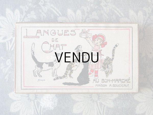 画像3: アンティーク ボンマルシェ ラングドシャのお菓子箱  LANGUES DE CHAT - AU BON MARCHE MAISON A.BOUCICAUT PARIS - (3)