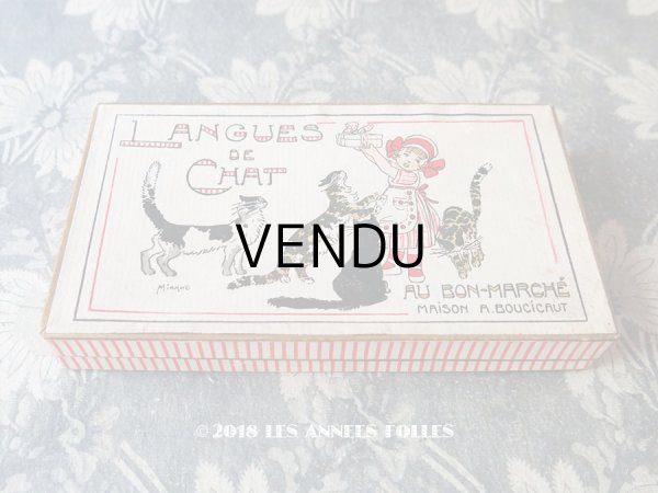 画像1: アンティーク ボンマルシェ ラングドシャのお菓子箱  LANGUES DE CHAT - AU BON MARCHE MAISON A.BOUCICAUT PARIS - (1)