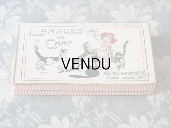 画像2: アンティーク ボンマルシェ ラングドシャのお菓子箱  LANGUES DE CHAT - AU BON MARCHE MAISON A.BOUCICAUT PARIS - (2)