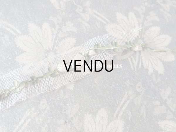 画像10: 未使用 19世紀末 アンティーク シルク製 ロココトリム 3つの白い薔薇 ロココリボン  (10)