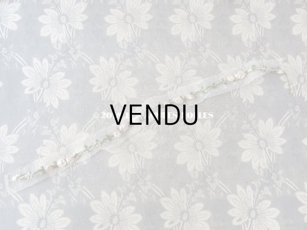 画像7: 未使用 19世紀末 アンティーク シルク製 ロココトリム 3つの白い薔薇 ロココリボン  (7)