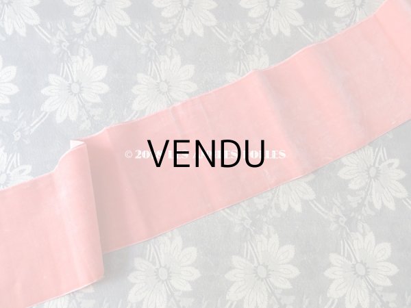 画像4: 19世紀末 アンティーク シルク製 幅広 ベルベットのリボン サーモンピンク 3.2m　幅10cm (4)