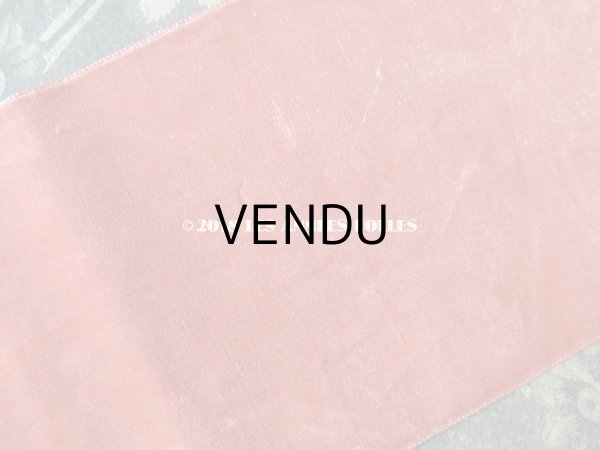 画像6: 19世紀末 アンティーク シルク製 幅広 ベルベットのリボン サーモンピンク 3.2m　幅10cm (6)