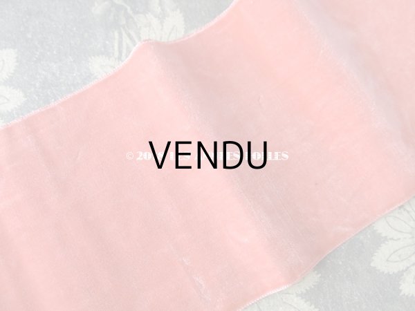 画像3: 19世紀末 アンティーク シルク製 幅広 ベルベットのリボン サーモンピンク 3.2m　幅10cm (3)