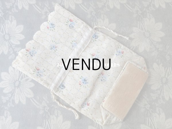 画像3: アンティーク 水色の薔薇のオモニエール ボンボンの紙袋  (3)
