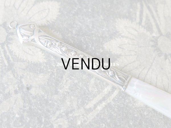 画像4: 1900年代 アンティーク シルバー＆シェル製　鈴蘭のブックマーク & ペーパーカッター   (4)