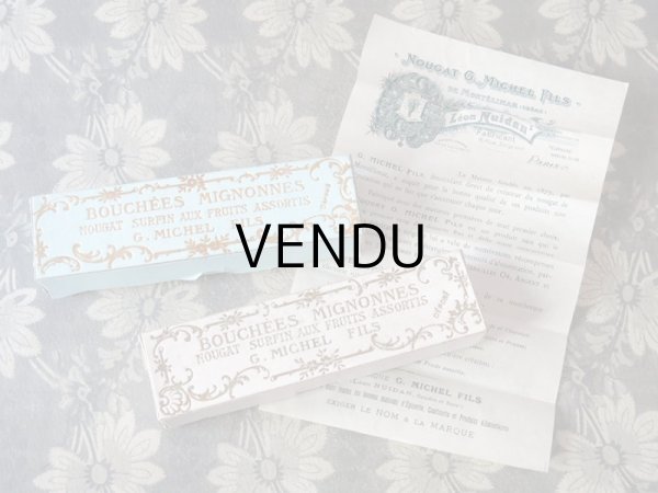 画像6: アンティーク ヌガーのお菓子箱 パウダーピンク　BOUCHEES MIGNONNES NOUGAT SURFIN AUX FRUITS ASSORTIS - G.MICHEL FILS - (6)