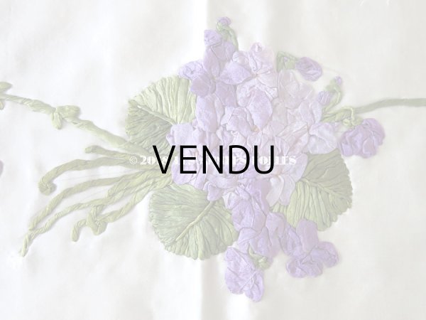 画像11: 未使用 19世紀末 アンティーク ドレス用 幅広 菫のリボン刺繍  1.21m 幅19.8cm (11)