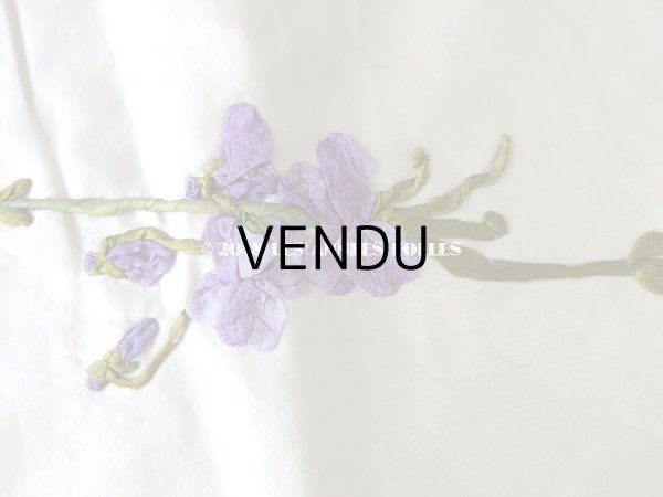 画像12: 未使用 19世紀末 アンティーク ドレス用 幅広 菫のリボン刺繍  1.21m 幅19.8cm (12)