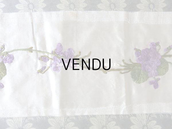 画像5: 未使用 19世紀末 アンティーク ドレス用 幅広 菫のリボン刺繍  1.21m 幅19.8cm (5)