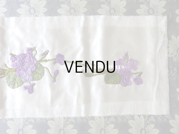 画像6: 未使用 19世紀末 アンティーク ドレス用 幅広 菫のリボン刺繍  1.21m 幅19.8cm (6)