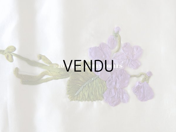 画像14: 未使用 19世紀末 アンティーク ドレス用 幅広 菫のリボン刺繍  1.21m 幅19.8cm (14)