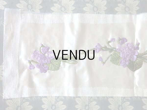 画像3: 未使用 19世紀末 アンティーク ドレス用 幅広 菫のリボン刺繍  1.21m 幅19.8cm (3)