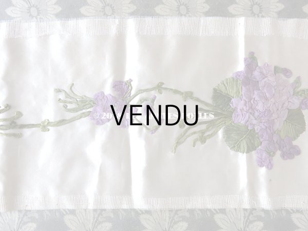 画像4: 未使用 19世紀末 アンティーク ドレス用 幅広 菫のリボン刺繍  1.21m 幅19.8cm (4)