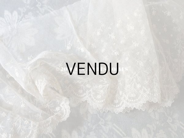 画像3: 1900年代 アンティーク 幅広 チュールレース 小さな花模様 エクリュ 1.08m  (3)