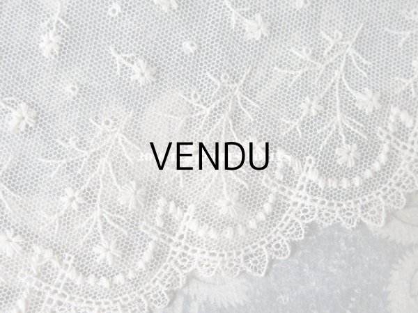 画像5: 1900年代 アンティーク 幅広 チュールレース 小さな花模様 エクリュ 1.08m  (5)