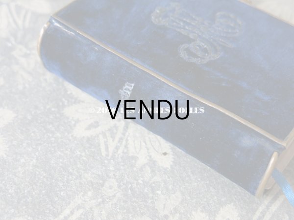 画像4: 1870年 アンティーク ミサ典書 ダークブルーのベルベット (4)