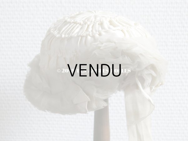 画像7: アンティーク ドール用  シルクサテン & フリルのボネ (7)