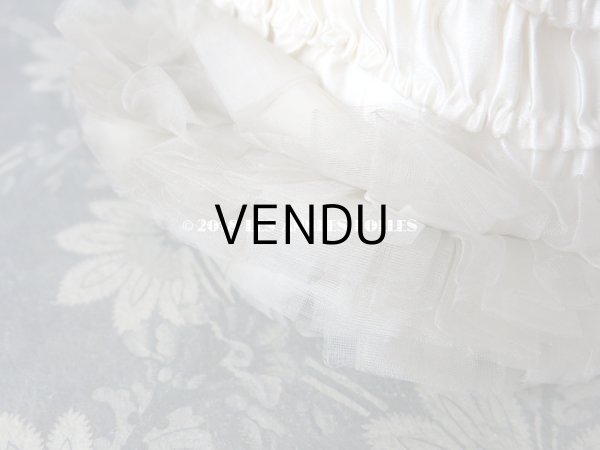 画像10: アンティーク ドール用  シルクサテン & フリルのボネ (10)