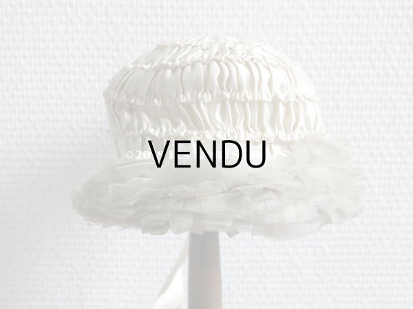 画像4: アンティーク ドール用  シルクサテン & フリルのボネ (4)